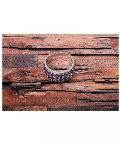 925 Sterling Silver Genuine Amethyst 1-7/8Ct, 3 rows band ring. size 7 $32.56 Rings