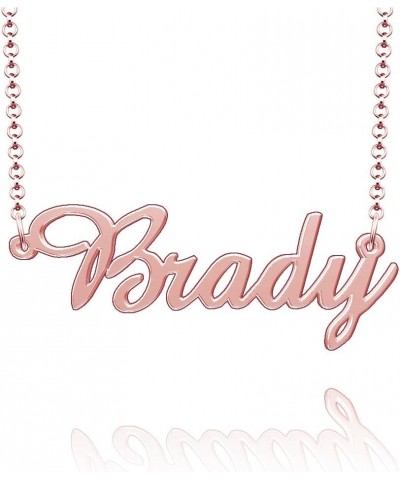 Personalized Brady Name Necklace Stainless Steel Plated Custom Made of Last Name Gift for Family Font5-Rose Gold $12.53 Neckl...