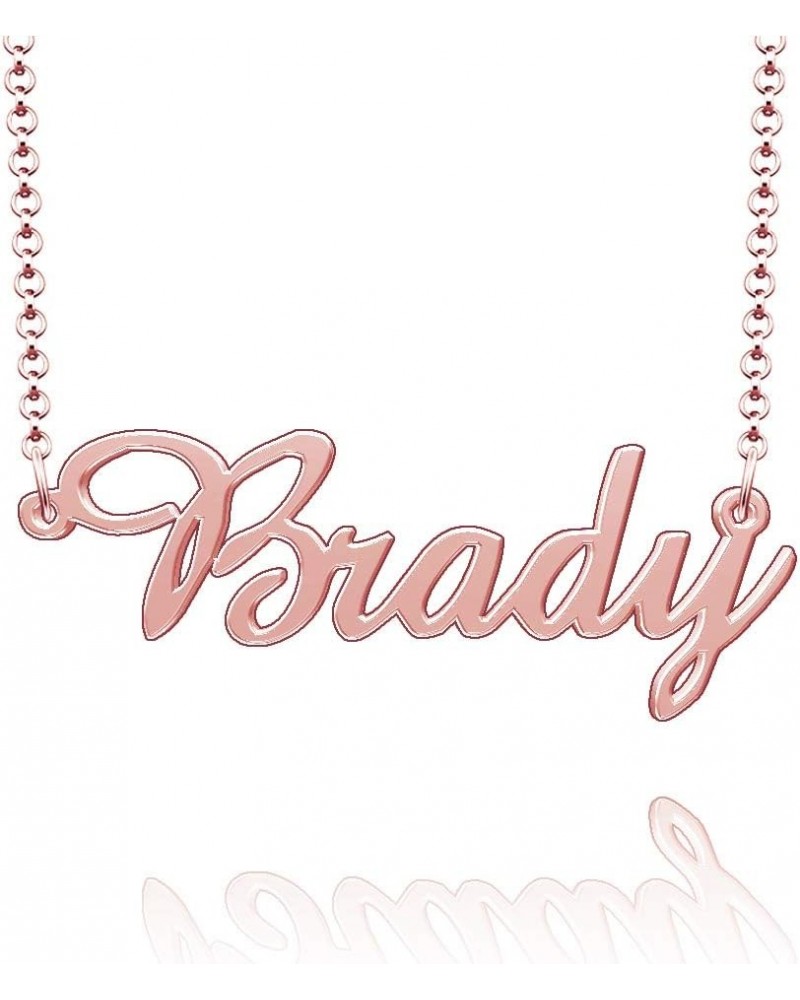 Personalized Brady Name Necklace Stainless Steel Plated Custom Made of Last Name Gift for Family Font5-Rose Gold $12.53 Neckl...