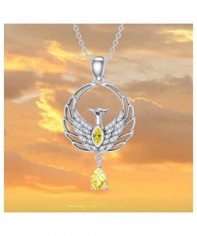 Phoenix Necklace with Synthetic Birthstone Nirvana Rebirth Phoenix Pendant Necklace Gift for Women Girls November $24.30 Neck...