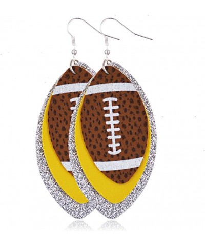 CHUNYANAN Unique Fashion Sequined Leather Football Dangle Drop Earrings for Women Girls Sparkly Charm Tassel Football Earring...