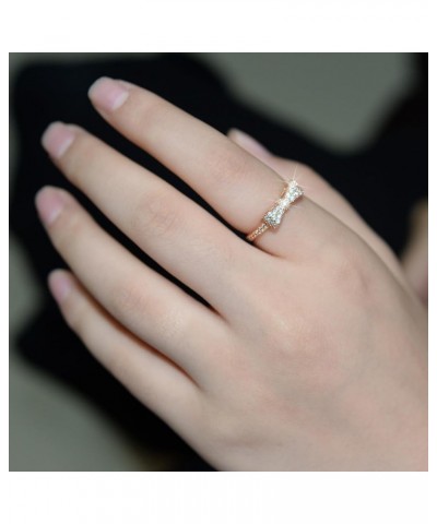 Bow Ring for Women 14K Gold Plated Statement Bow Tie Ring Silver Cubic Zirconia Cute Bowknot Ribbon Ring Rose Gold Bow Cute $...