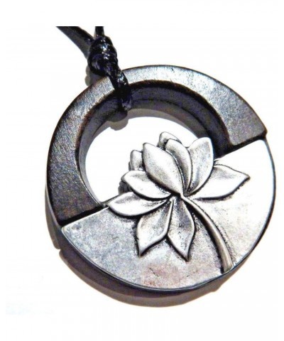 Large Carved Wooden Lotus Pendant on Black Cord Necklace Geometric Yoga Mystic Water lily689280526310 $12.64 Necklaces