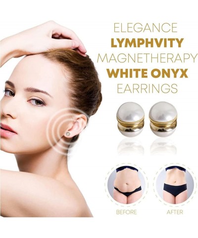 Elegance Lymphvity Magnetherapy White Onyx Earrings, Non Piercing Acupressure Earrings, Magnetic Lymph Stud Earrings for Unis...