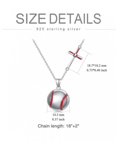 Baseball Bat cross Necklace Sterling Silver Cross Pendant for Women Men Girls Boy，with 20in Chian $11.12 Necklaces