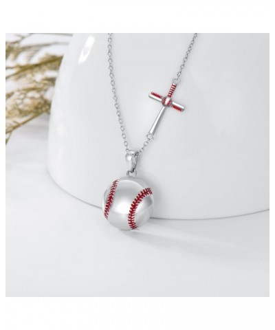 Baseball Bat cross Necklace Sterling Silver Cross Pendant for Women Men Girls Boy，with 20in Chian $11.12 Necklaces