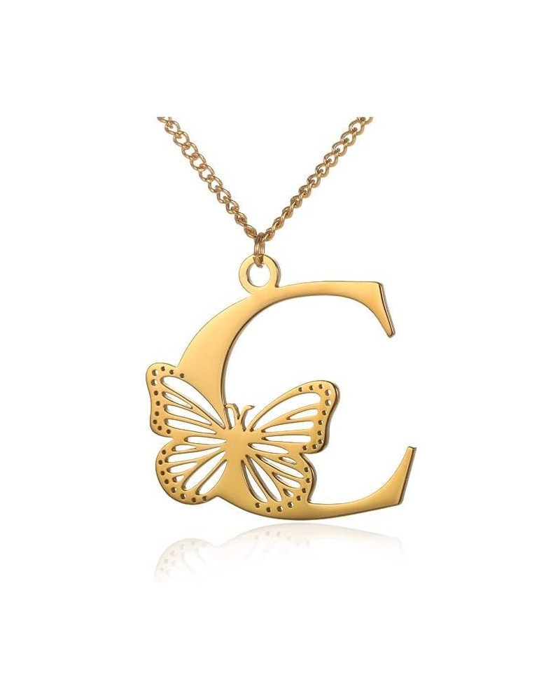 Butterfly InitialNecklace for Women Gold Letter Pendant Butterflies Love Heart Girl Mom Wife Christmas Family Girlfriend Gran...