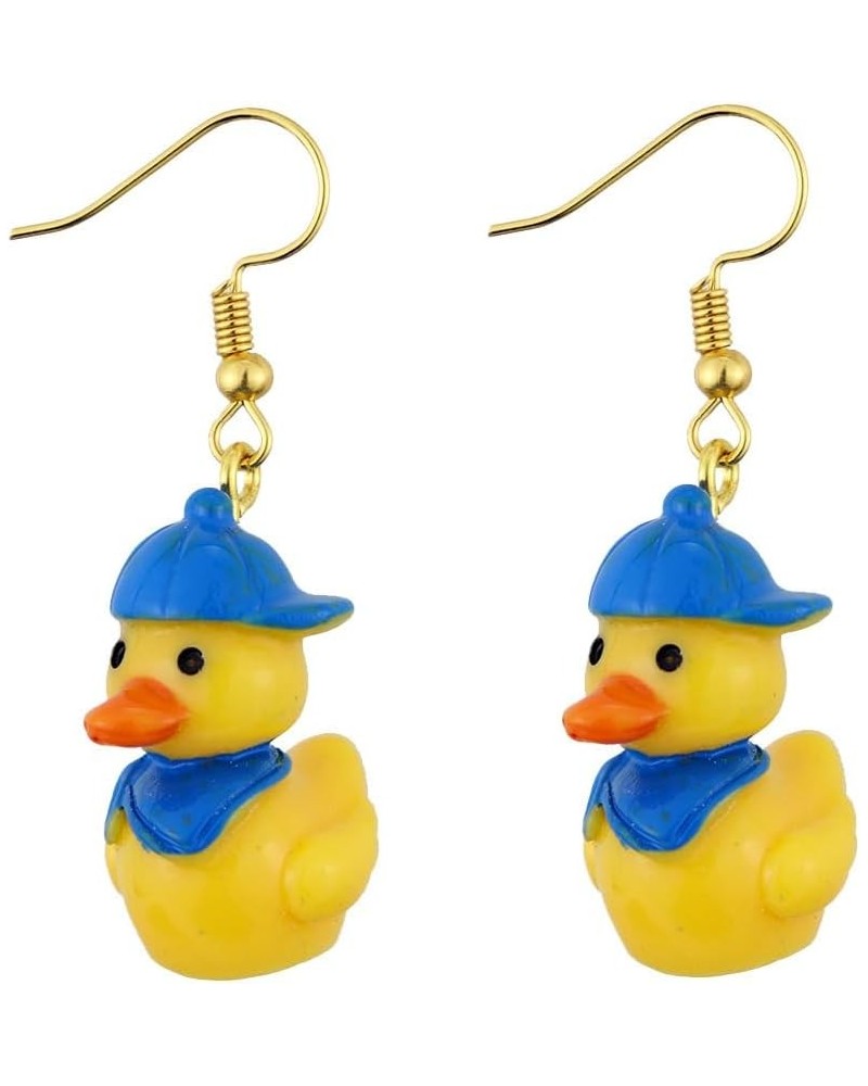 Yellow Rubber Duck Earrings Funny Personalized Cartoon Resin Ducky with Glass Christmas Hat Cute Colorful Animal Lightweight ...