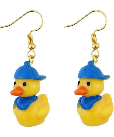 Yellow Rubber Duck Earrings Funny Personalized Cartoon Resin Ducky with Glass Christmas Hat Cute Colorful Animal Lightweight ...