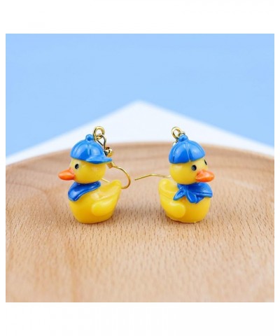 Yellow Rubber Duck Earrings Funny Personalized Cartoon Resin Ducky with Glass Christmas Hat Cute Colorful Animal Lightweight ...