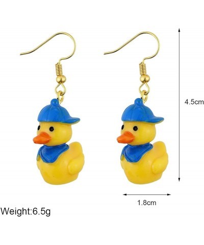 Yellow Rubber Duck Earrings Funny Personalized Cartoon Resin Ducky with Glass Christmas Hat Cute Colorful Animal Lightweight ...