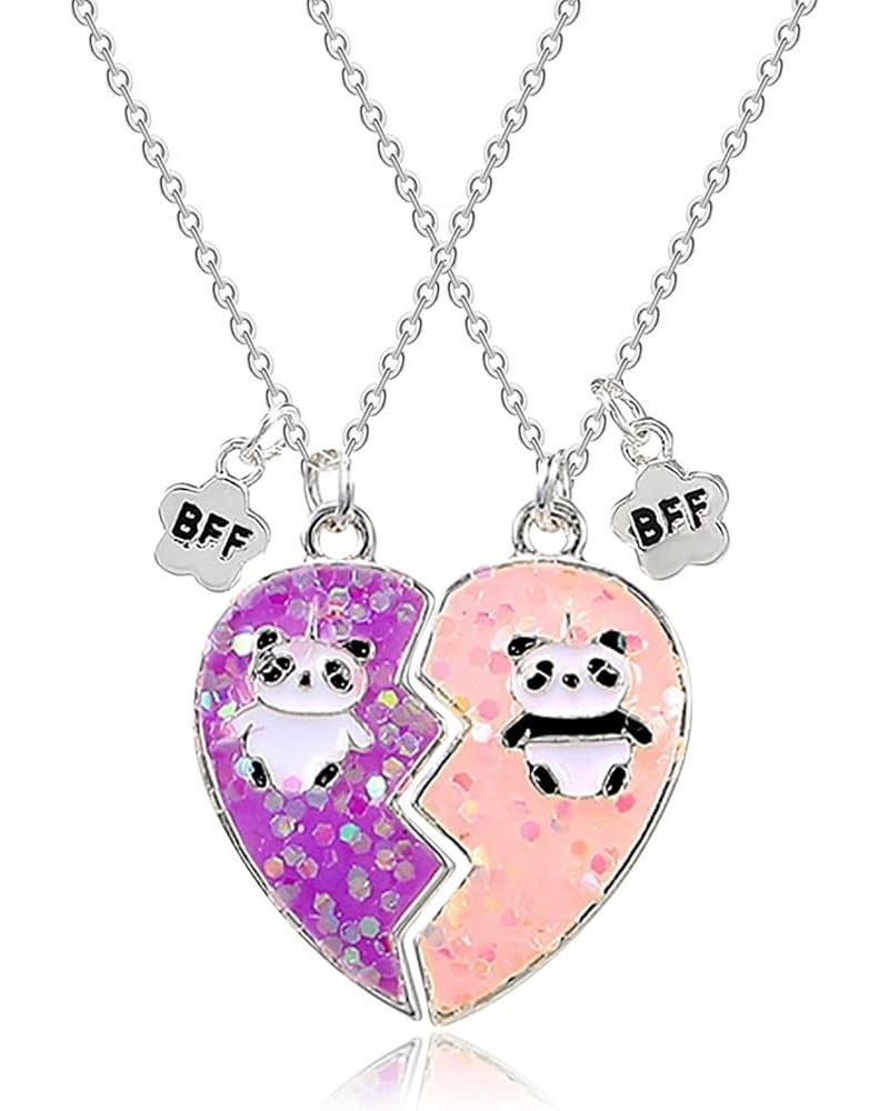 BFF Necklace for 2, Best Friend Necklaces, Panda, Dolphin, Penguin Valentines Day Gifts Split Heart Rhinestone Friendship Nec...