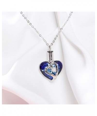 Heart URN Necklace S925 Sterling Silver Cremation Necklace for Ashes Embellished with Crystals from Austria, Fine Keepsake Me...