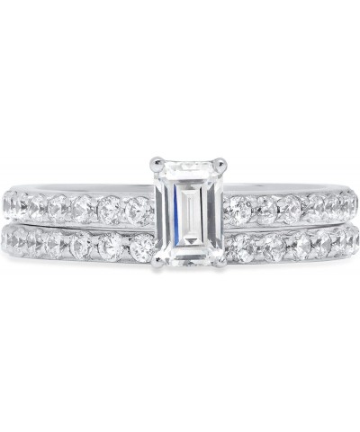 1.51 ct Emerald Cut Solitaire Genuine White Lab Created Sapphire Designer Engagement Bridal Ring Band Set 18K White Gold $369...