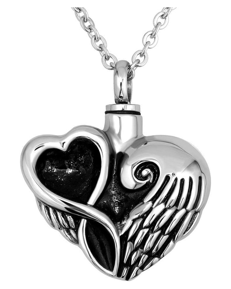 Animal Cremation Pendant Cute cat Stainless Steel Urn Jewelry Heart Angel Wing Urn Necklaces for Ashes Heart Angel Wing $9.17...