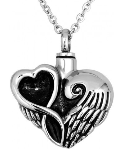 Animal Cremation Pendant Cute cat Stainless Steel Urn Jewelry Heart Angel Wing Urn Necklaces for Ashes Heart Angel Wing $9.17...