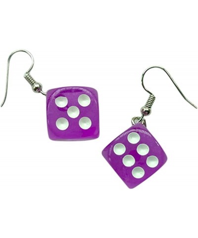 Dollandd Dice Earring Casino Drop Earrings Geometric Cube Dice Dangle Earrings Punk Acrylic Earring for Women Girl,White Purp...