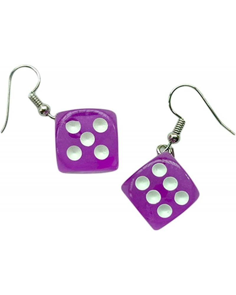 Dollandd Dice Earring Casino Drop Earrings Geometric Cube Dice Dangle Earrings Punk Acrylic Earring for Women Girl,White Purp...