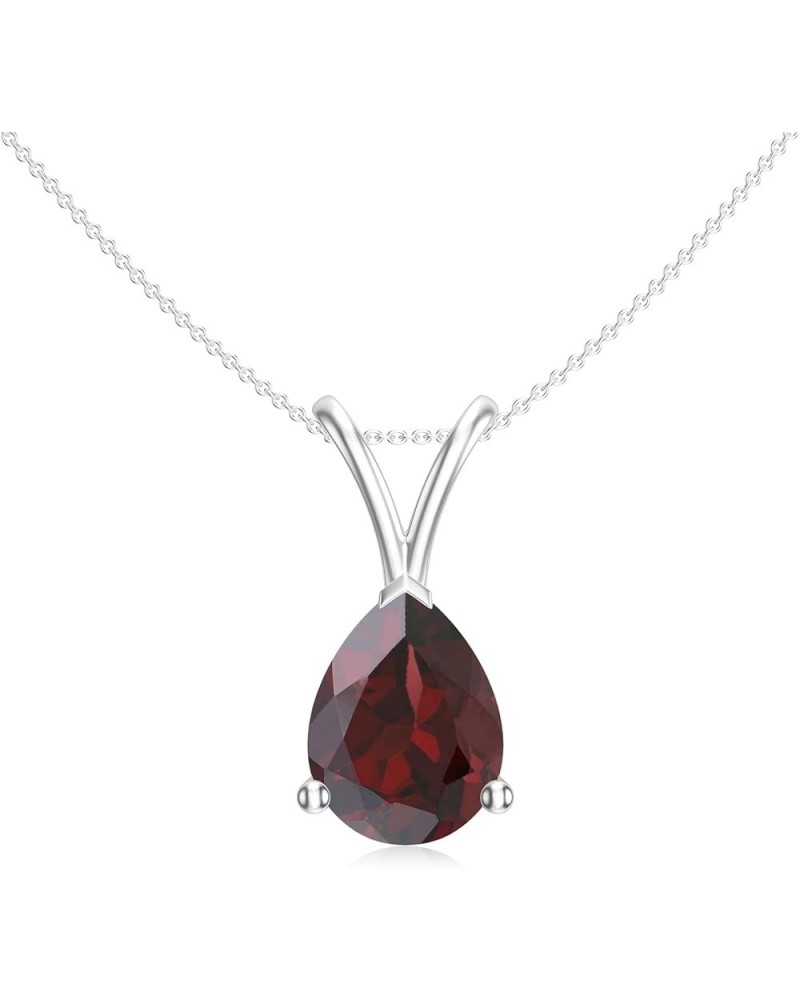 Natural Garnet Teardrop Pear Shaped Pendant with Diamond for Women in Sterling Silver / 14K Solid Gold 9x7MM Platinum $43.24 ...