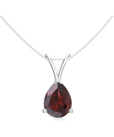 Natural Garnet Teardrop Pear Shaped Pendant with Diamond for Women in Sterling Silver / 14K Solid Gold 9x7MM Platinum $43.24 ...