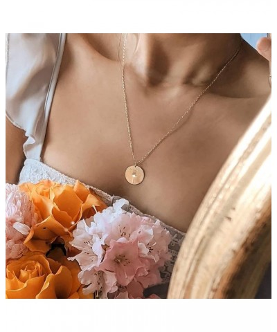 Birth Month Flower Necklace 14k Gold Plated Dainty Simple Birth Month Engraved Custom Floral Pendant Necklace Charm Disc Coin...