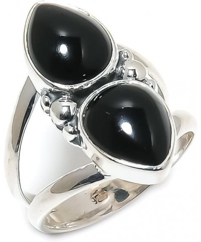 925 Sterling Silver Ring, Pear Shape Handmade Gemstone, Adjustable black onyx $11.43 Rings