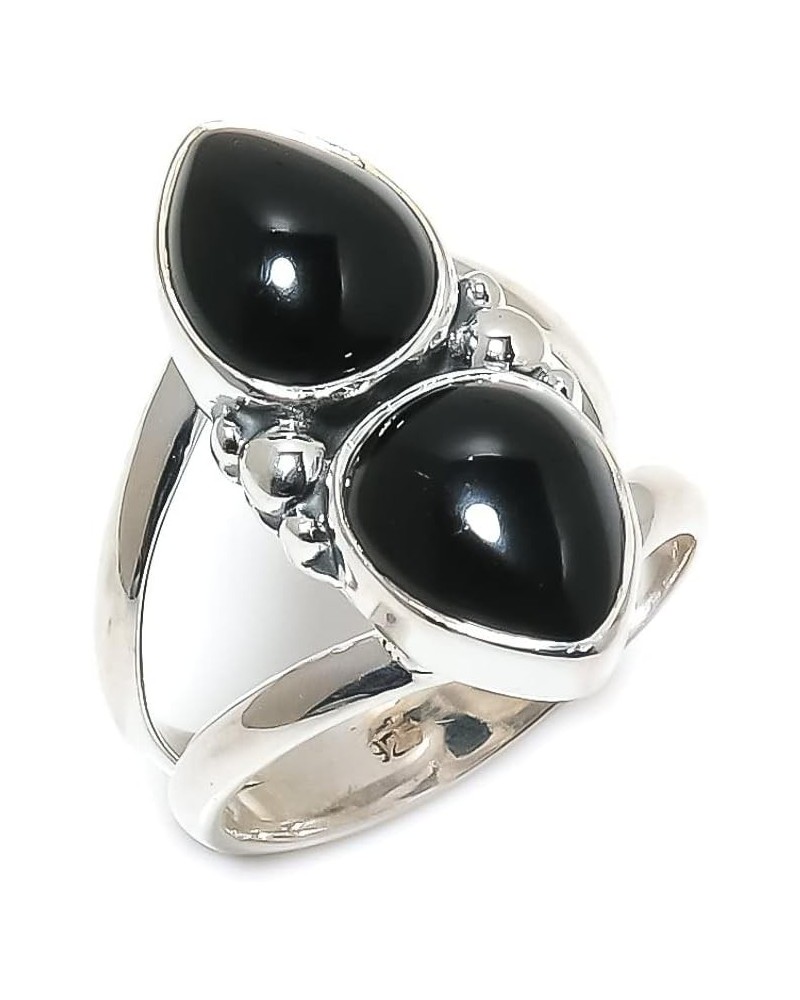 925 Sterling Silver Ring, Pear Shape Handmade Gemstone, Adjustable black onyx $11.43 Rings