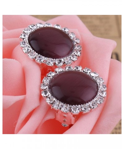 Rhinestone Opal Round Clip on Earrings Without Piercing for Women Luxury Jewelry grape purple $7.91 Earrings