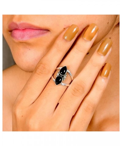 925 Sterling Silver Ring, Pear Shape Handmade Gemstone, Adjustable black onyx $11.43 Rings