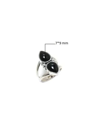 925 Sterling Silver Ring, Pear Shape Handmade Gemstone, Adjustable black onyx $11.43 Rings