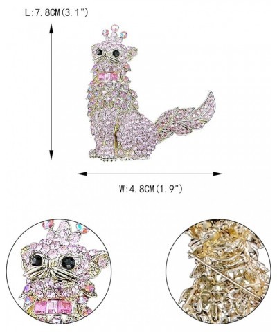 Austrian Crystal Rhinestone Adorable 3D Kitten Cat with Crown King Brooch Pink Gold-Tone $9.84 Brooches & Pins