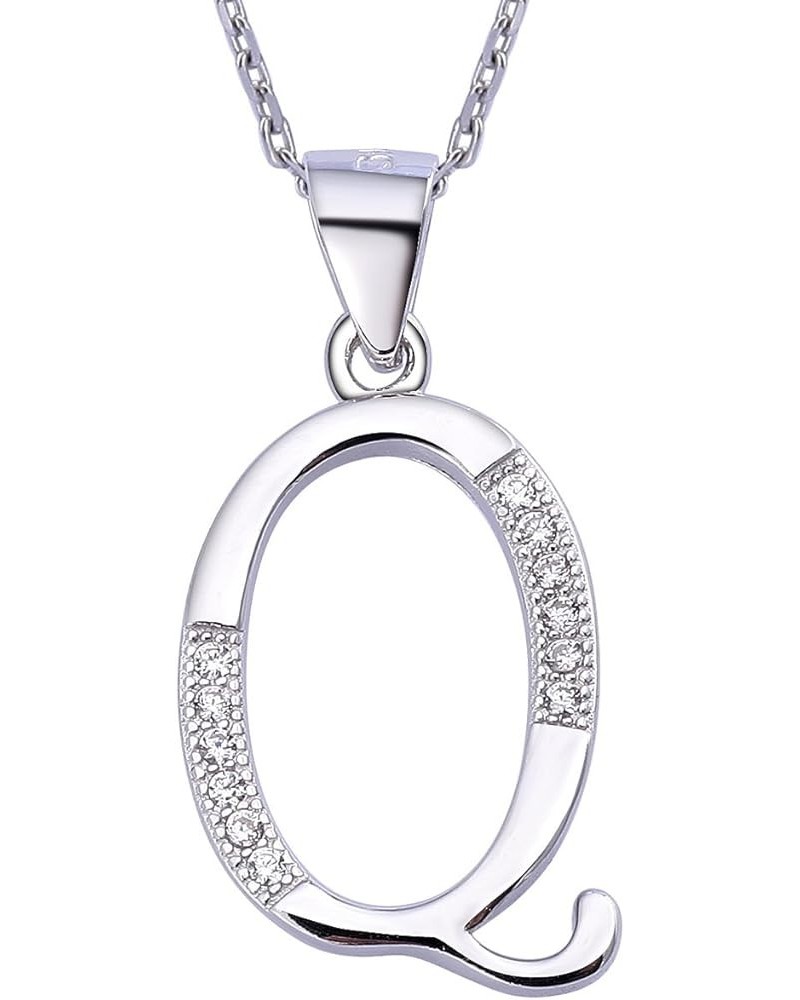 925 Sterling Silver Initial Necklace Cubic Zirconia Personalized Gifts for Girls Women Q $8.61 Necklaces