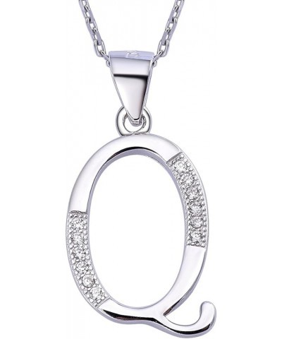 925 Sterling Silver Initial Necklace Cubic Zirconia Personalized Gifts for Girls Women Q $8.61 Necklaces