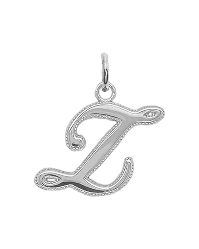 Solid 14k Gold Personalized Cursive-Style"A-Z" Initial Pendant (Size S/M/L) Small (Z) White Gold $66.70 Pendants