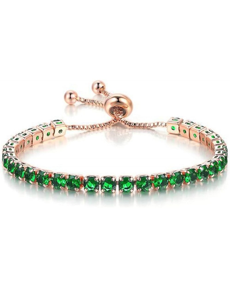 Elegant 4mm Crystal Rhinstone Bracelet with Adjustable Slider for Women Lady Jewelry Wedding Party Gift Green $7.01 Bracelets