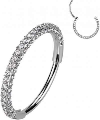 Dynamique Implant Grade Titanium Hinged Segment 20G Nose Ring With 3 Pave CZ Sides (Sold Per Piece) L: 10mm Clear $19.97 Body...