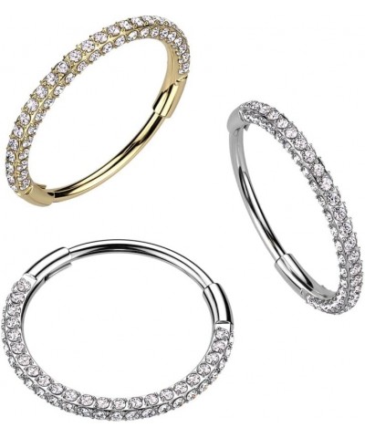 Dynamique Implant Grade Titanium Hinged Segment 20G Nose Ring With 3 Pave CZ Sides (Sold Per Piece) L: 10mm Clear $19.97 Body...