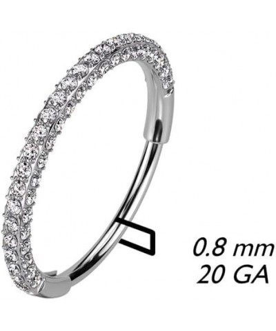 Dynamique Implant Grade Titanium Hinged Segment 20G Nose Ring With 3 Pave CZ Sides (Sold Per Piece) L: 10mm Clear $19.97 Body...