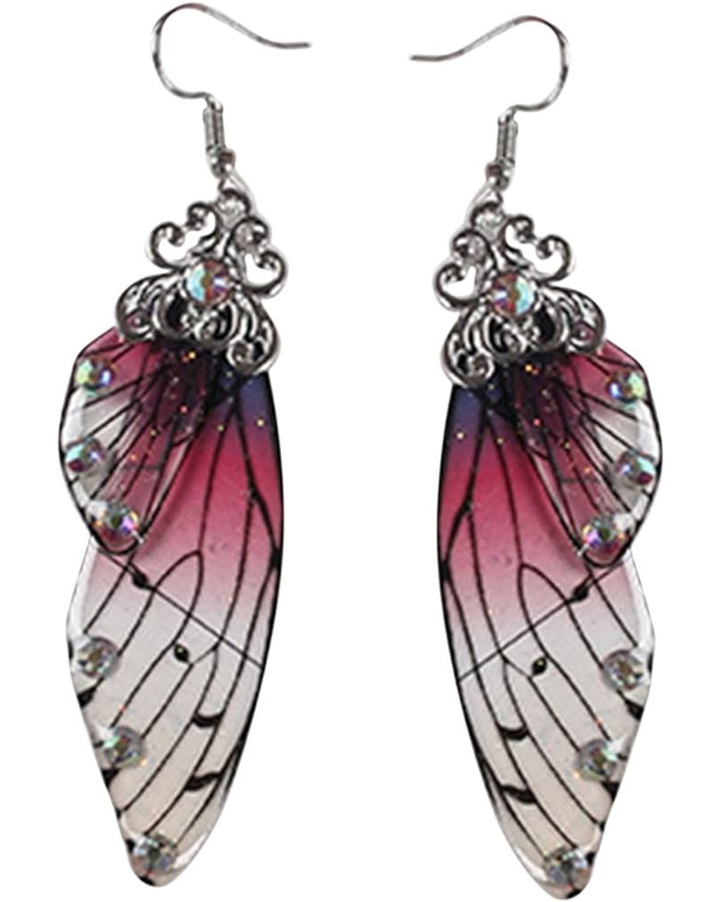 Multicolored Butterfly Wing Hook Earrings Elegant Charming Dangle Earrings Rhinestone Wing Earrings for Women Girls,Silver Co...