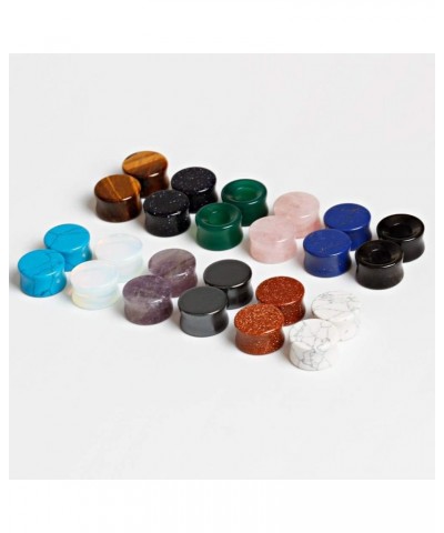 24 pcs Mixed Stone Ear Plugs Tunnels Double Flare Saddle Stretching Gauges Expander Body Piercing Set Gauge 2g - 5/8 inch 1/2...