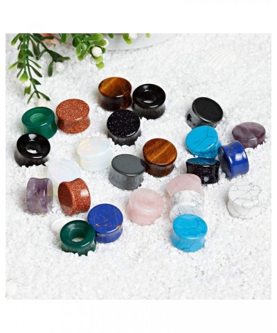 24 pcs Mixed Stone Ear Plugs Tunnels Double Flare Saddle Stretching Gauges Expander Body Piercing Set Gauge 2g - 5/8 inch 1/2...