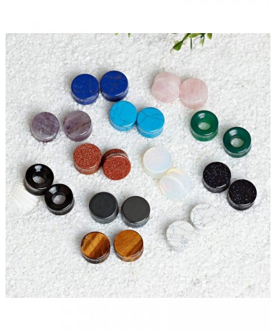 24 pcs Mixed Stone Ear Plugs Tunnels Double Flare Saddle Stretching Gauges Expander Body Piercing Set Gauge 2g - 5/8 inch 1/2...