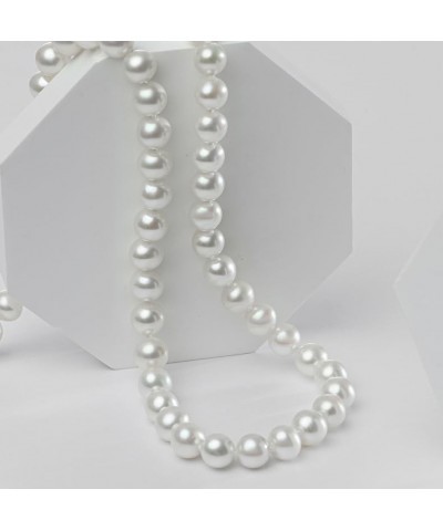 Round White Simulated Shell Pearl Necklace Pearl Choker Necklace Jewelry for Women 20 inch 8 mm $14.55 Necklaces