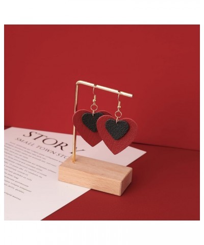 Leather Heart Earrings Dangle for Women Girls Trendy, Star Earrings Lightweight Fashion, Gifts for Her 241-Red and Black $8.5...