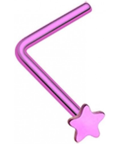 Basic Star L-Shaped 316L Surgical Steel Nose Stud Ring (Sold Individually) 20 GA, 7mm, Purple $8.31 Body Jewelry