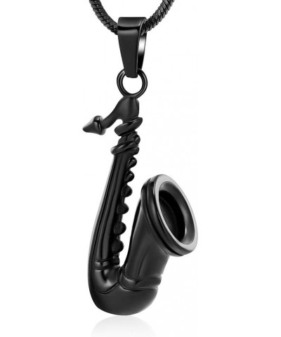 Music Urn Saxophone Horn Chain Necklace Cremation Ash Keepsake Pendant Black $12.34 Necklaces