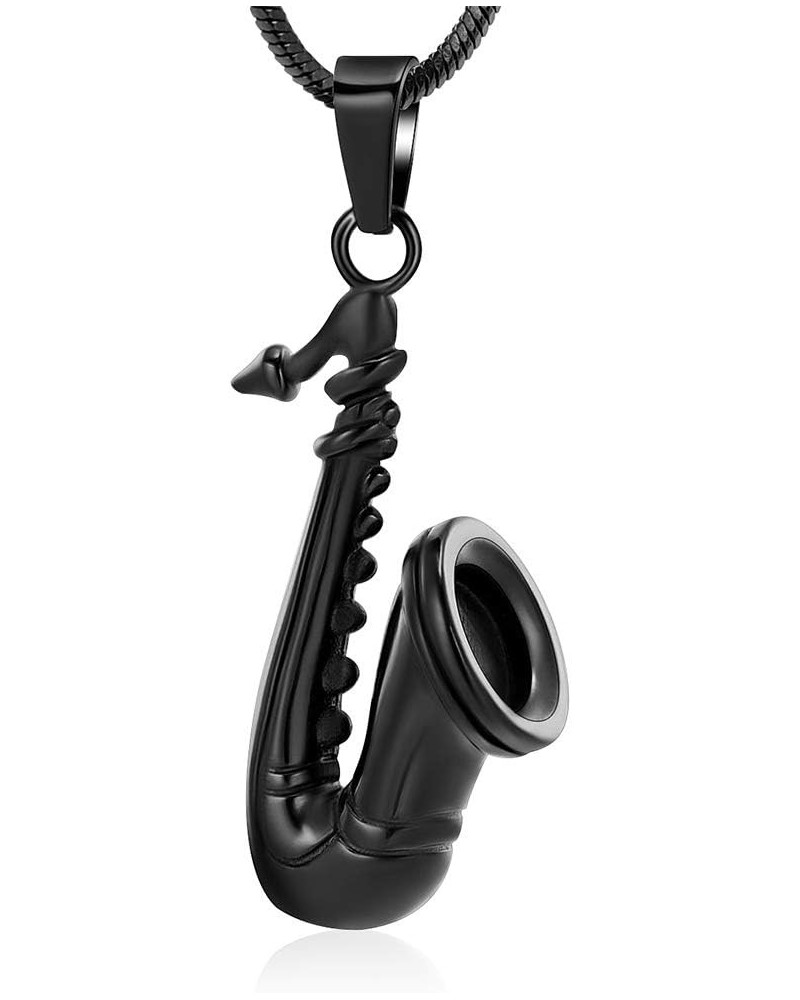 Music Urn Saxophone Horn Chain Necklace Cremation Ash Keepsake Pendant Black $12.34 Necklaces