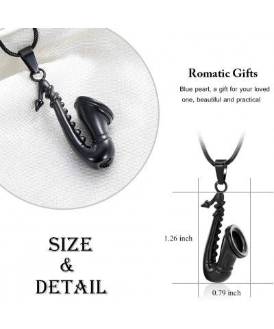 Music Urn Saxophone Horn Chain Necklace Cremation Ash Keepsake Pendant Black $12.34 Necklaces