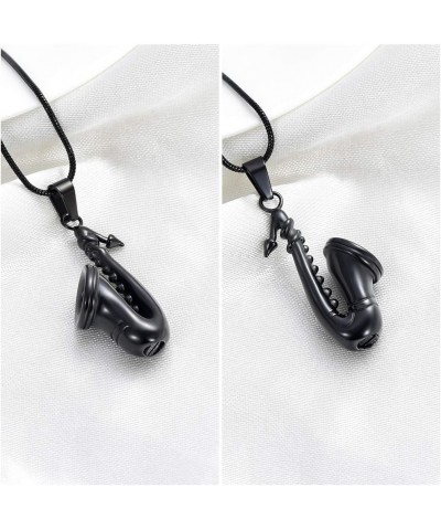 Music Urn Saxophone Horn Chain Necklace Cremation Ash Keepsake Pendant Black $12.34 Necklaces