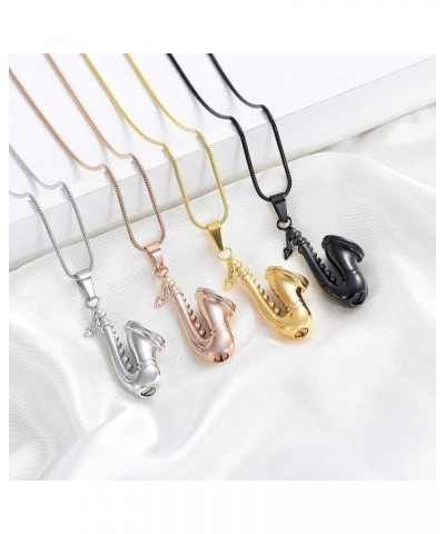 Music Urn Saxophone Horn Chain Necklace Cremation Ash Keepsake Pendant Black $12.34 Necklaces